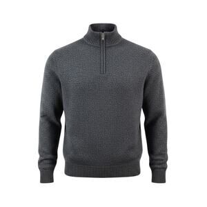 Enzo Mantovani Mens Large Gray 100 Wool Quarter Zip Sweater Pullover Preppy